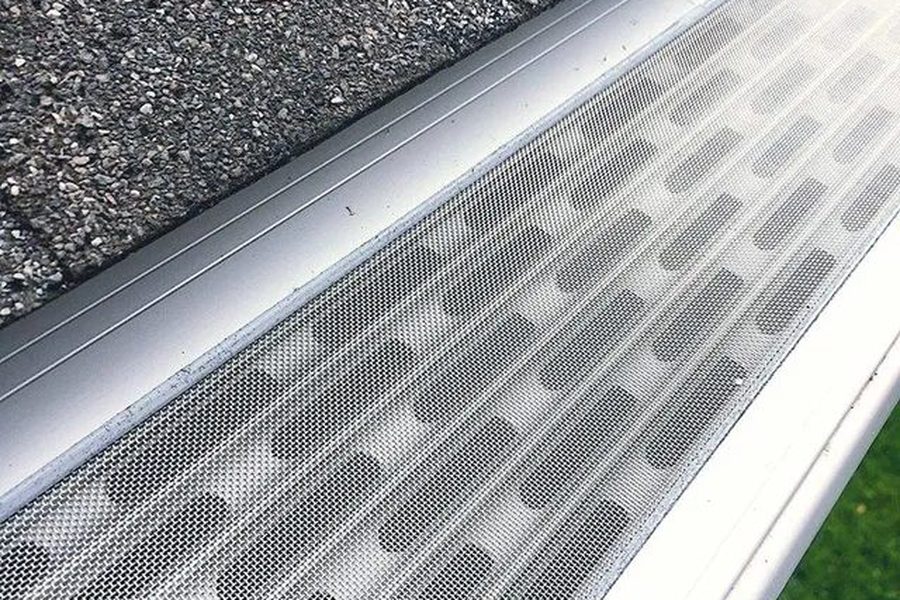 Micro-mesh gutter guards installed on an Indianapolis roofline