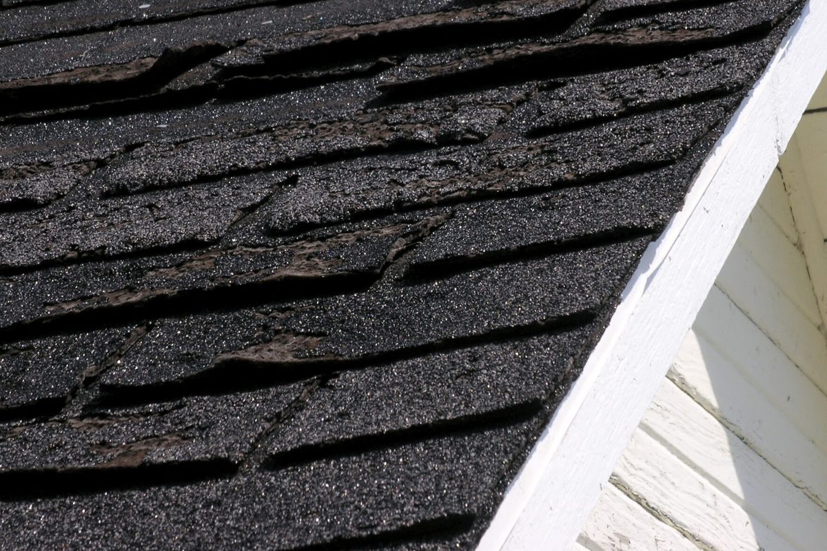 Damaged shingle field where an Indianapolis roof leak started